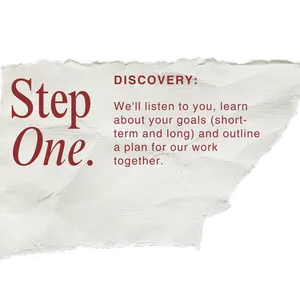 Paper background, Step 1: Discovery. We will listen to you, learn about your goals (short and long term), and outline a plan to help you achieve them.